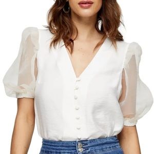 Topshop organza sleeve blouse